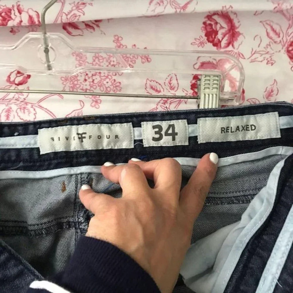 Five Four Mens Relaxed Blue Jeans Straight Leg - Picture 3 of 6